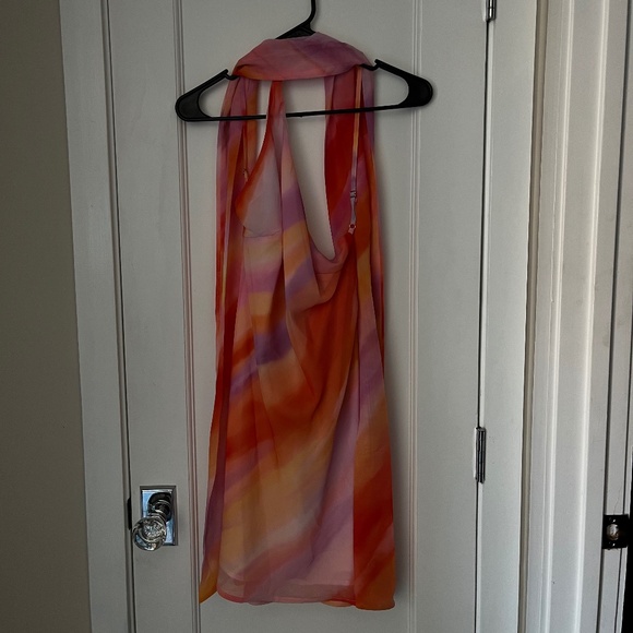 Pink & Orange Cocktail Mini Dress - Size M - Picture 1 of 4